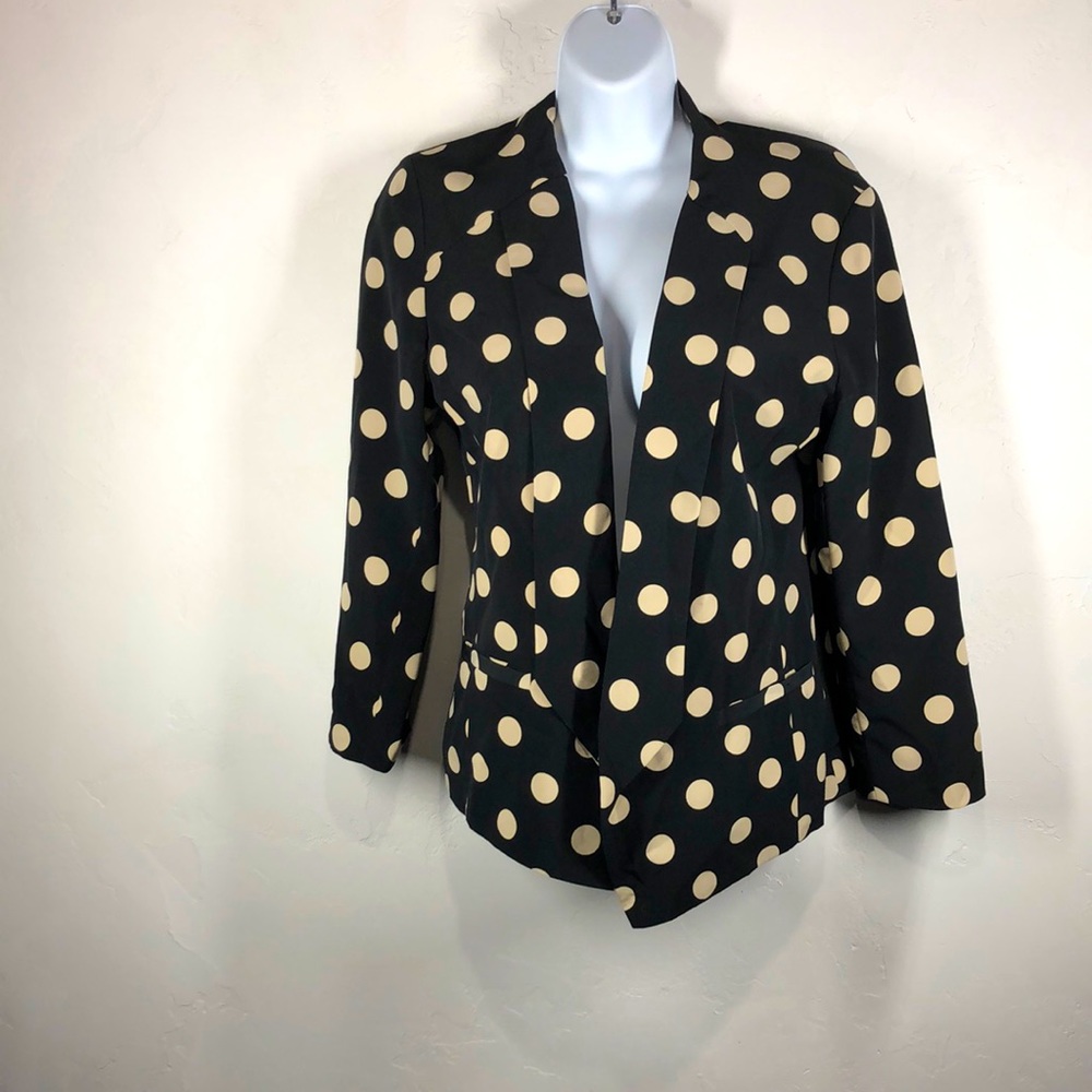 Cory Lynn Calter black polka dot open blazer size 4